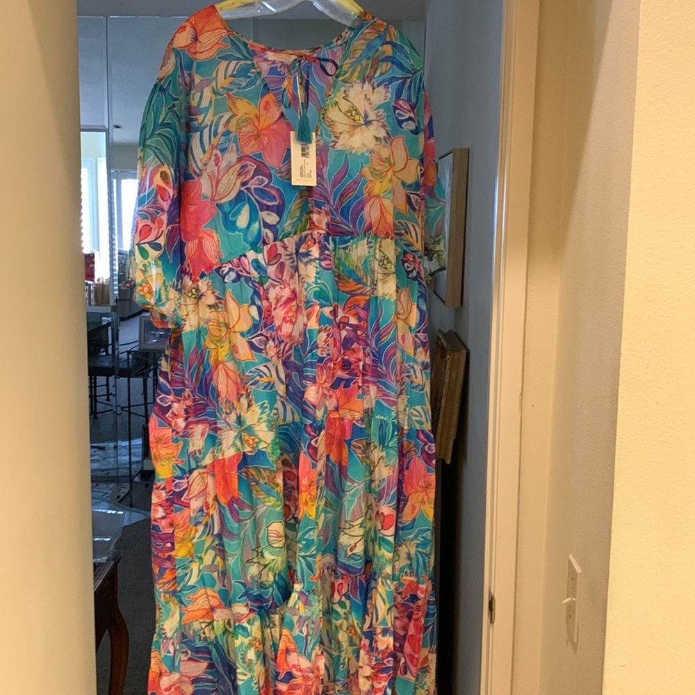 Johnny Was Colorful Patterned Dress beautiful cotton gauzy fabric